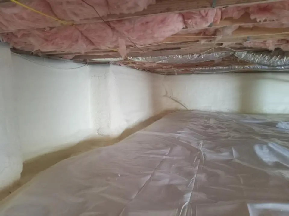 Crawl space encapsulation with closed-cell spray foam for Attic Insulation in Schoolcraft