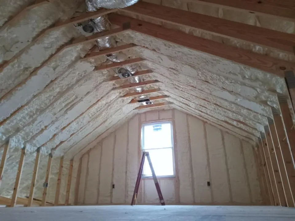 Spray foam roofing application for Crawl Space Insulation project in Schoolcraft